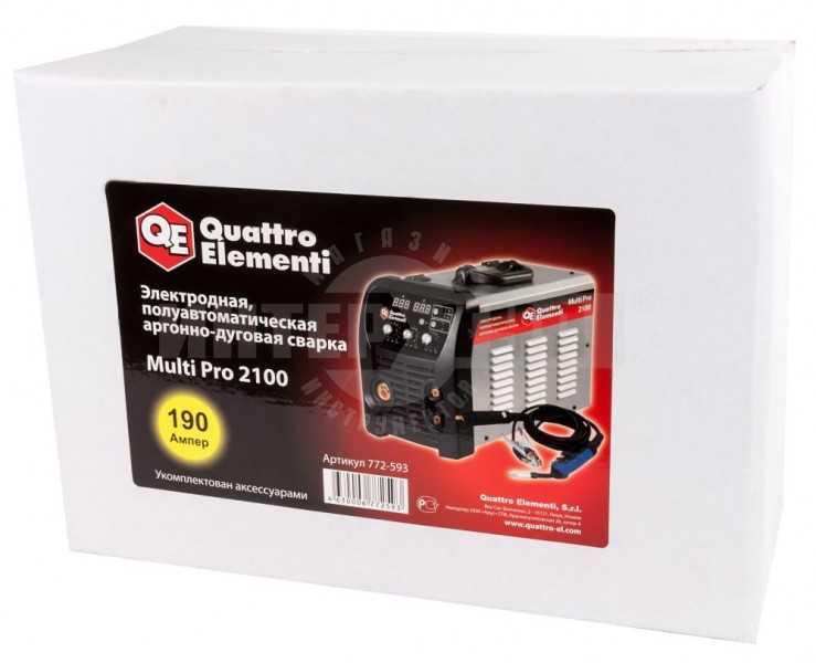 Сварочный полуавтомат quattro elementi multipro 2100 (772-593) купить от 22319 руб в красноярске, сравнить цены, отзывы, видео обзоры и характеристики - sku326650