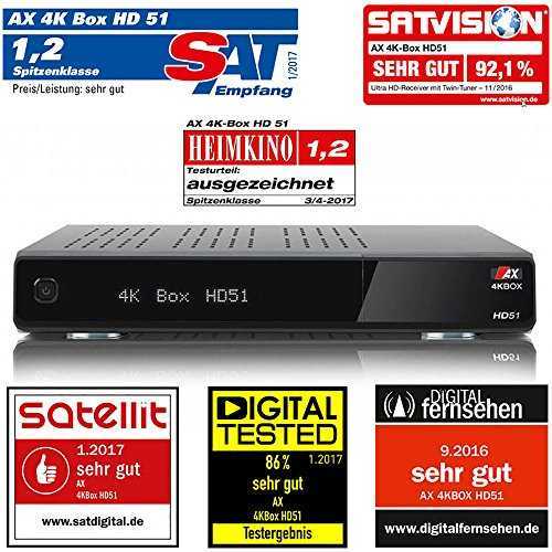 Ax opticum 4k-box hd61, оснащен двойным тюнером dvb-s2x